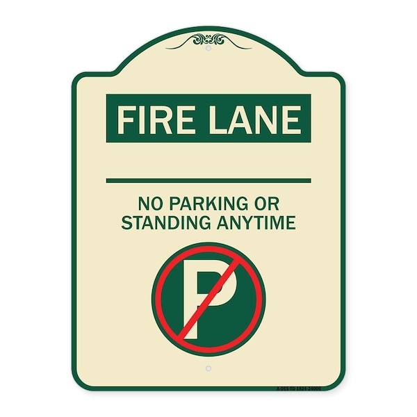 Signmission Fire Lane No Parking or Standing Anytime Heavy-Gauge Aluminum Sign, 24" x 18", TG-1824-24006 A-DES-TG-1824-24006 - main